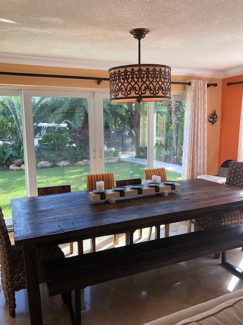 dining room and backyard